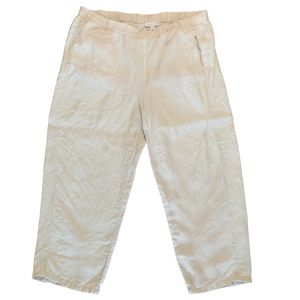 J. Jill Love Linen Cream Linen Cropped Ankle Pants Size M Women